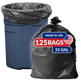 Reli. SuperValue 33 Gallon Trash Bags | 125 Count | Made in USA | Heavy Duty | Black Multi-Use Garbage Bags