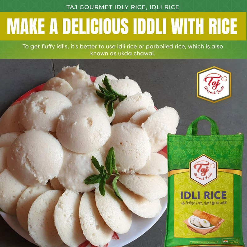 TAJ Gourmet Idly Rice, Idli Rice, Short Grain Rice, 10-Pounds