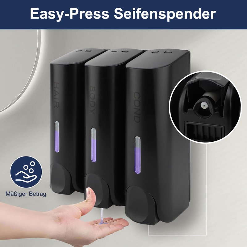 Soap Dispenser ABS 3 x 350 ml Manual 3 Chamber