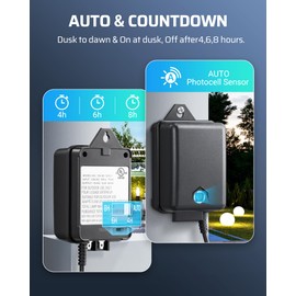 DEWENWILS 60W Low Voltage Landscape Transformer with Photocell Sensor, Low Voltage Transformer 120V AC to 12V AC, Landscape Lighting Transformer for Outdoor Lights, Garden Lights, Spotlight, UL Listed