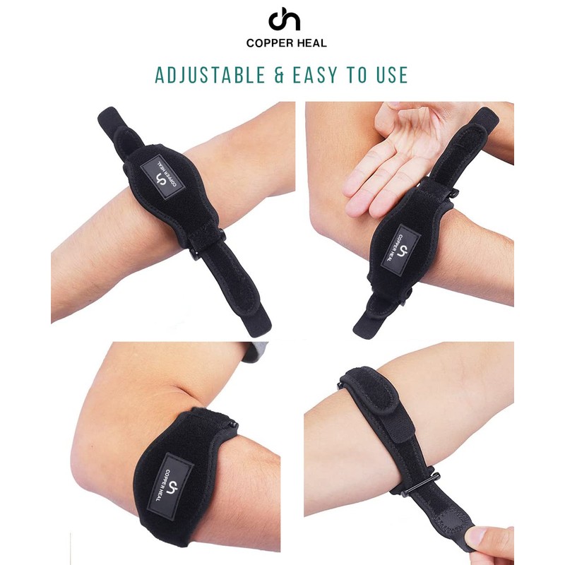 COPPER HEAL Elbow Brace (PAIR) - ADJUSTABLE Support Tennis Elbow