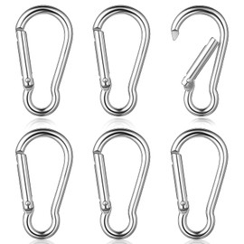 FdcZeyxior 6 PCS Flag Pole Rings Replacement Carabiner Clips, Silver Aluminum Alloy Flagpole Clips Spring Snap Hook Flagpole Hardware Accessories for Flags with Grommets, Key Chain, Camping, Backpack