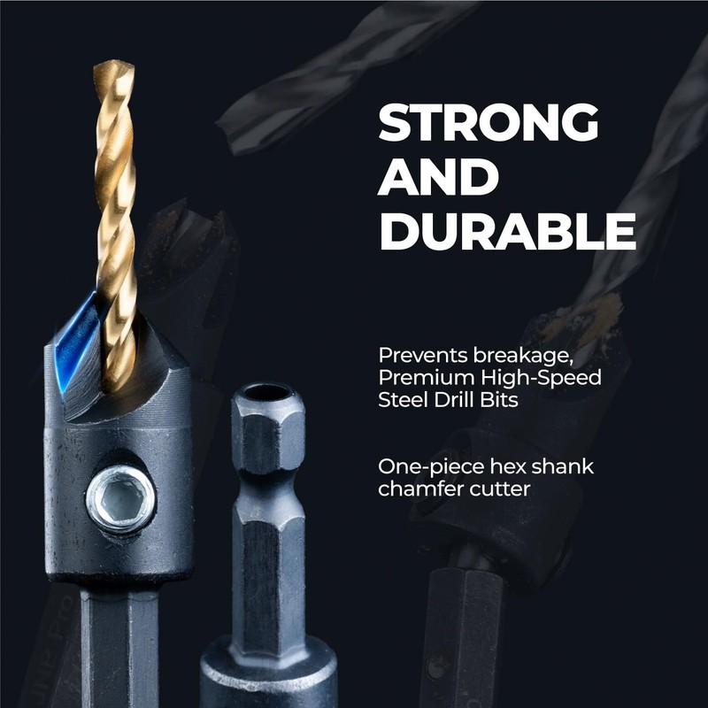 toolant Silence Combination Countersink Drill Bits Adjustable, #12, 3pack, High-Speed