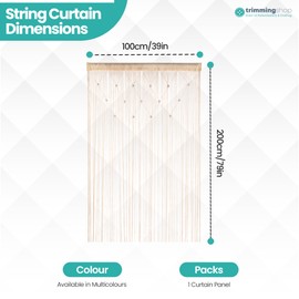 Trimming Shop Glitter Beaded String Curtains Polyester Fly Screen Room Divider Fringe Panel Spaghetti Tassel Curtain Decorative for Doorway, Windows & Event Decoration, 200cm x 100cm, Champagne
