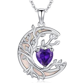 Tree of Life Necklace Mother and Daughter Sterling Silver Celtic Knot Family Tree Necklace with Round Crystal Tree of Life Pendant Jewellery Gifts for Women, Sterling Silver