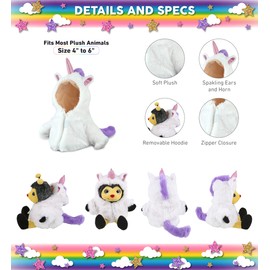 DolliBu Unicorn Dress Up Set for Teddy Bear Plush Toy – White Unicorn Plush Costume for Stuffed Animals, Cute Stuffed Plush Unicorn Jacket Teddy Bear Costume, Stuffed Animal Clothes – Small