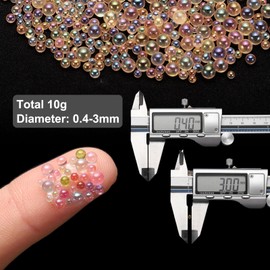 CoCud Iridescent Glass Tiny Bubble Beads, 0.4-3mm 10g No Hole Micro Mini Round Champagne Water Droplets Beads - Applications: for Resin Filler, Nail Art, Dollhouse Bath Tub