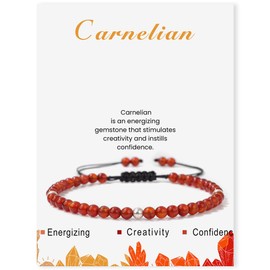 Uwiyo Genuine Natural Stone Bracelet for Women, 4 mm Bead Bracelet, Adjustable Gemstone Bracelet, Yoga Bracelet, Ball Bracelet for Women, Girls, Gift for Birthday, Mother's Day, Christmas, Stone, No