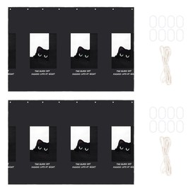 Bottom Bunk Bed Curtains Privacy Curtains Breathable Dustproof Single Bed Blackout Curtains Privacy Cloth Panels Underbed Loft Bed Canopy Tent Curtain Shading Drapes for Dorm (Black cat set of 2)