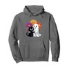 Adorable Ghost And Cat With Flowers Pullover Hoodie