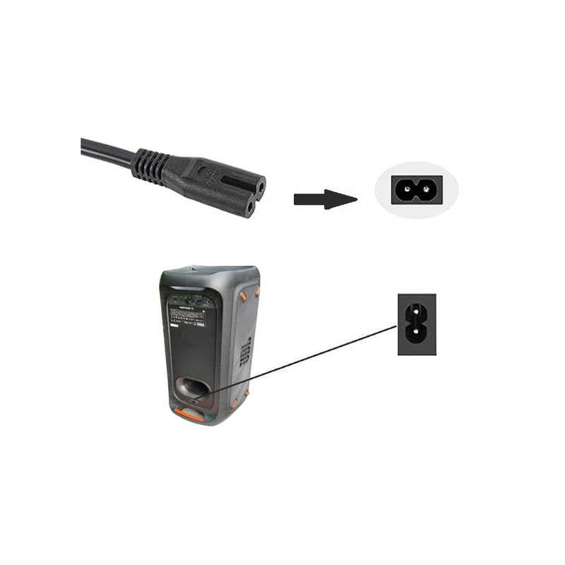 WICAREYO 2M/6.5FT 2 Prong Power Cord for PartyBox 100 200
