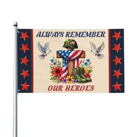 Memorial Day Flag 3x5 Ft Always Remember Our Heroes Thank You Flag 4th of July Independence Day Veterans Day Garden Yard Sign Patriotic Banner Indoor Outdoor Decoration