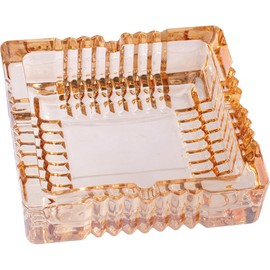 Frugal Smoker Exquisite Class Square Blue Electroplated Glass Ashtray 6x6"