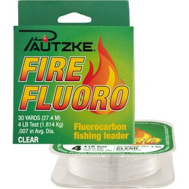 Fire Fluoro Fluorocarbon Fishing Leader, Clear, 30 Yards, 6lb, 4lb, 2lb Test, Superior Strength, Low Stretch, High Abrasion Resistance, Great for Small Jigs Baits (Clear, 30 Yards, 4, Pounds)