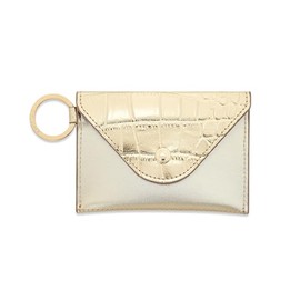 Oventure Keychain Wallet – Gold Leather Envelope Card Case Chic, Compact & Hands-Free Organization