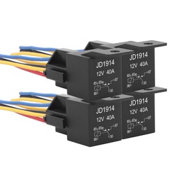 Weasch 4 Pack JD1914 Car Relay Kit, 12V 40A, SPDT 5 Pin, 40A Automotive Relay, Automotive Switches and Starters, with Interlocking Relay Socket and Wiring Harness (4)
