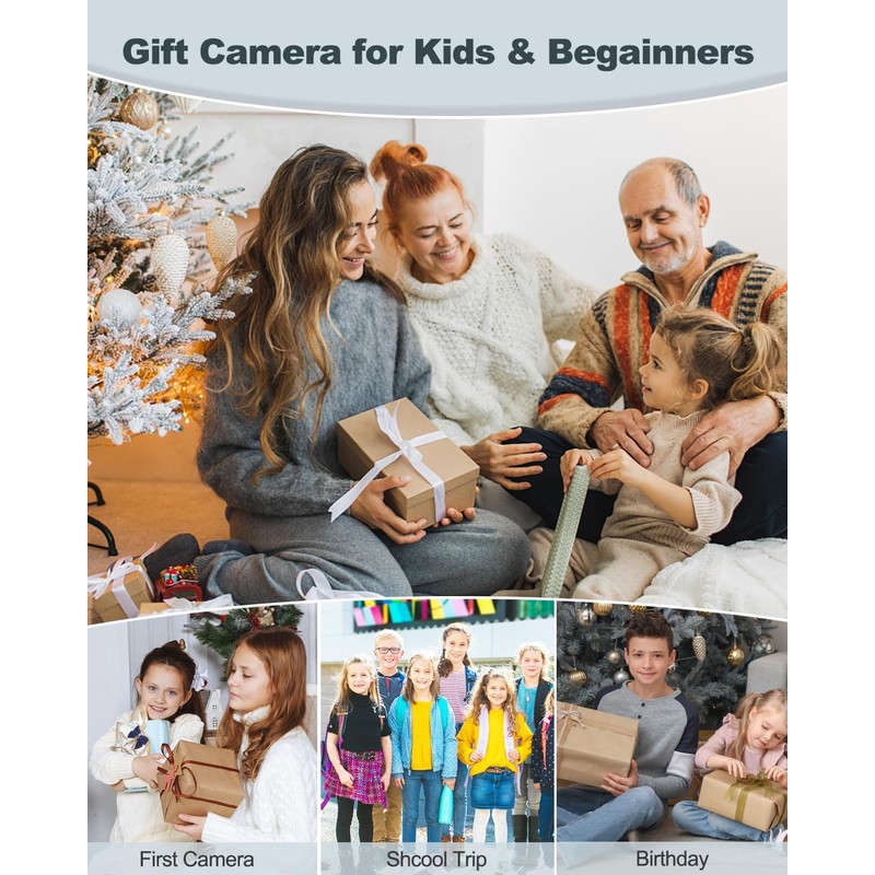 CAMKORY Digital Camera 1080P 44MP FHD Compact Digital Camera 16X