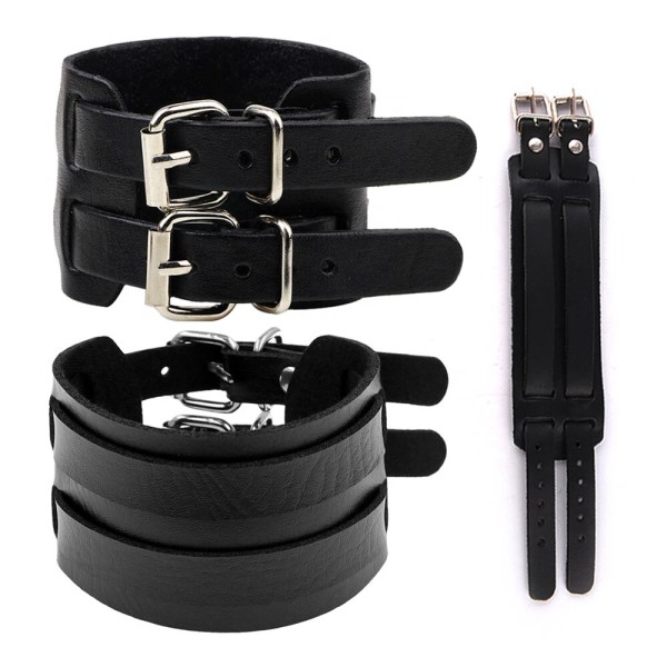 Unbranded Men's Punk Wide Genuine Leather Belt Wristband Bangle Cuff