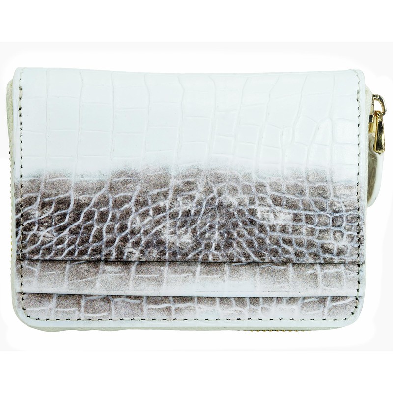 BlissLeather Italian Leather Croco Embossed Coin Case, Luxury Card Holder