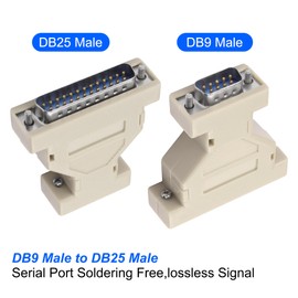 MEIRIYFA DB9 to DB25 Serial Adapter Coupler, DB9 Male to DB25 Male RS-232 Serial Gender Converter to Modem Adapter Connetor for PC Serial Devices (2PCS, DB9M - DB25M)