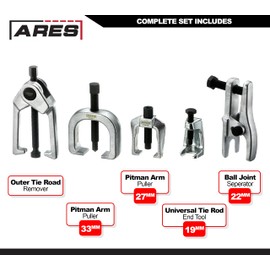 ARES 70840 - Front End Service Set - Allows for Easy Removal of Most Popular Types of Pitman Arms, Tie Rods and Ball Joints - Storage Case Included