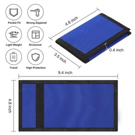 Leyeve wallet,Teen Wallet with Coin Pocket,Kids Wallets for Boys,RFID Trifold Canvas Outdoor Sports Wallet for Kids,Front Pocket Wallet with Magic Sticker-Blue