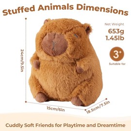 Capybara Microwavable Weighted Stuffed Animals Plushies, Heating Pad Animal for Stress Period Cramps, Lavender Scented Heat&Cold Compress Capybara Plush Toys Gifts for Girls Boys Adults