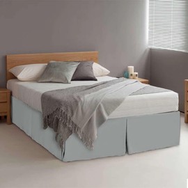 Queen Bed Skirt with Split Corners - 15 Inch Drop Pleated Dust Ruffle, Tailored Bed Skirt with Platform, Easy Fit, Wrinkle Resistant Microfiber, Machine Washable - Light Grey