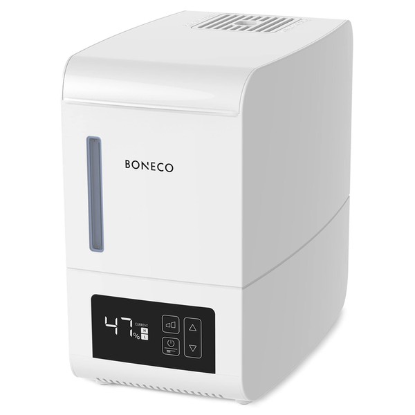 BONECO S250 Whisper Quiet Large Room Steam Humidifier with Hand Warm Mist, Digital Display, and Hygienic Humidification, White