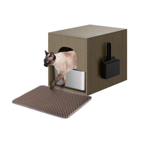 Fooalgo Litter Box Enclosure, Side Entry Stainless Steel Cat Litter