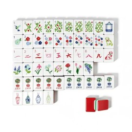 ,Acrylic Luxury Mahjong, Custom 4-Layer American Mahjong ,American Mahjong Set with 160 Tiles,Pearlescent Mahjong TilesColor: Red Puppy