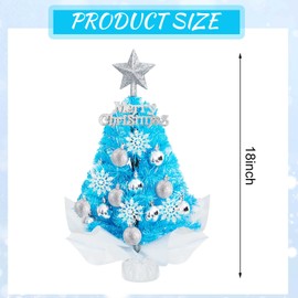 Syhood 2 Pack Mini Blue Christmas Tree Set Tabletop Christmas Tree Small Christmas Tree with Lights18inch Christmas Tree Christmas Holiday Decoration for Home Office Party