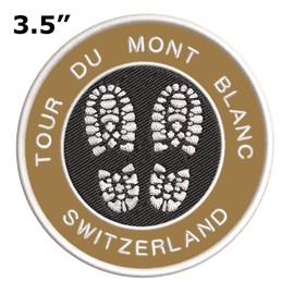 Tour du Mont Blanc, Switzerland Hiking Boot Embroidered Premium Patch DIY Iron-on or Sew-on Decorative Badge Emblem Vacation Souvenir Travel Gear Clothes Appliques