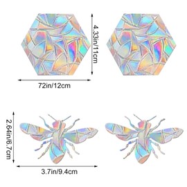 yueton 16PCS Hexagons and 2PCS Bee Window Clings Non Adhesive Rainbow Making Prism Stickers Save Birds from Window Collisions Fun Window Clings