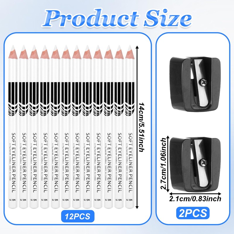 BOHUIZ 12Pcs White Barber Pencil with 2 Sharpener, Magic Hairline