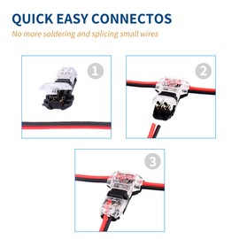 Low Voltage Wire Connector, Quick Solderless Wire Splice Connector, 12 Pack T Tap Wire Connectors, No Stripping Speaker Wire Splice, Fits 24-20 AWG Stranded/Solid Electrical Wires, T Type 2 Pin