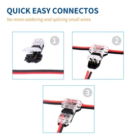 Low Voltage Wire Connector, Quick Solderless Wire Splice Connector, 12 Pack T Tap Wire Connectors, No Stripping Speaker Wire Splice, Fits 24-20 AWG Stranded/Solid Electrical Wires, T Type 2 Pin