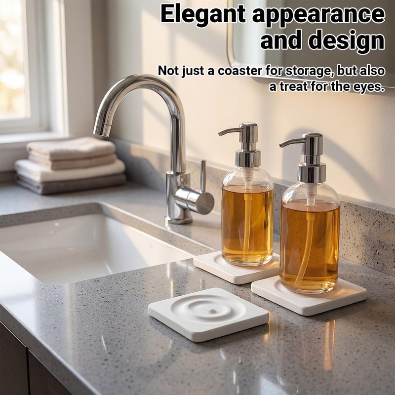 6 PCS Water Absorbing Stone Tray for Sink, 4" X