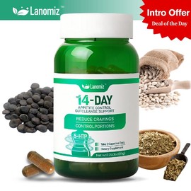 LANOMIZ Gut Health Complex – Delayed-Release Probiotics, White Kidney Bean Extract & 5-HTP for Digestive Support, Mood Balance & Wellness, 60 Capsules