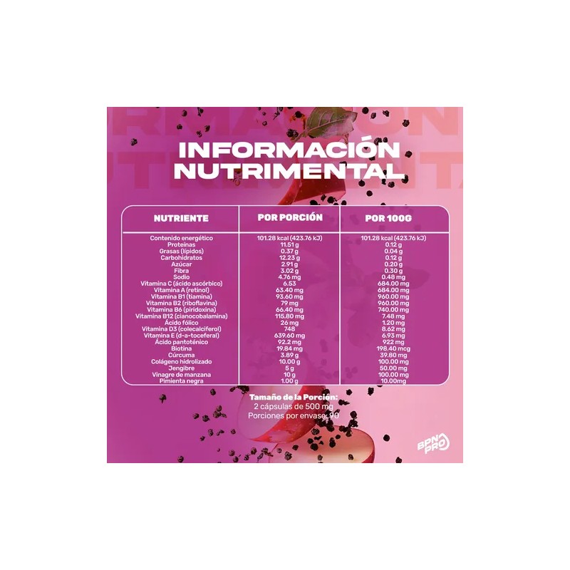 Multivitamínico Mujer Vitaminas Cúrcuma Colágeno Bpn 180 Cap Cápsulas