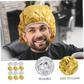 Mikinona Multi-functional Aluminum Foil Hair Cap Heat Insulation Reusable Suitable for Home Salon Elastic Size Fits All