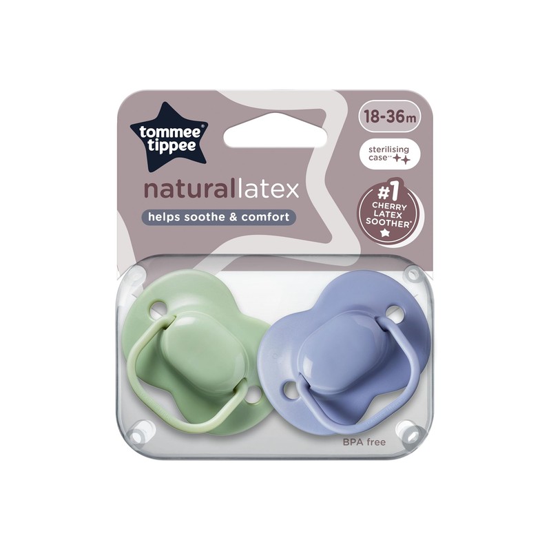 Tommee Tippee Cherry Latex Soother, 18-36 months, Green and Blue,