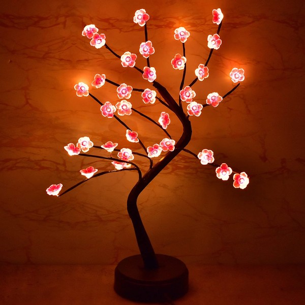 20" Cherry Blossom Tree - 36-LED Bonsai Tree Lights Valentines