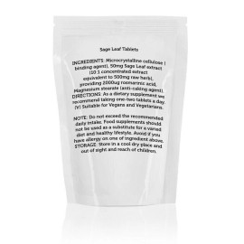 Healthy Mood Sage Leaf Extract 500mg Tablets - 500 Tablets Refill Pack