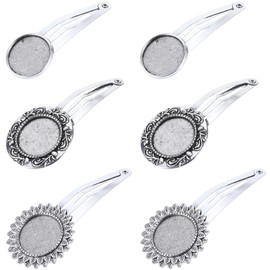 SUNNYCLUE 1 Box 18Pcs 2cm Snap Hair Clip Cabochon Hair Clips Silver Alloy Small Gems Bezel Tray Hairpin Clip Metal Snap Hair Decorations for Hair Decoration Making Supplies DIY Hair Craft Accessories