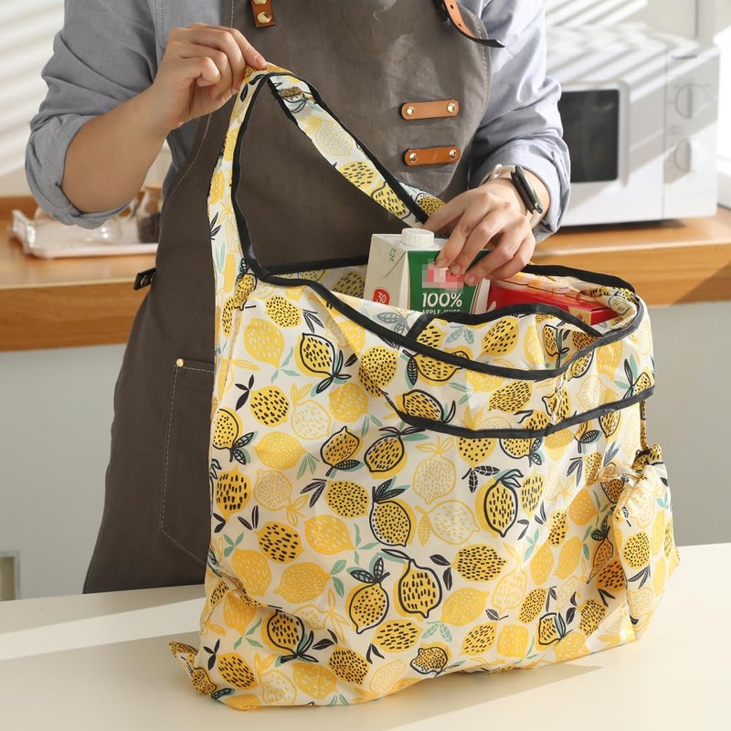 ECO CHIC Foldable Reusable Large Recycled Grocery Bags Lightweight Shopping