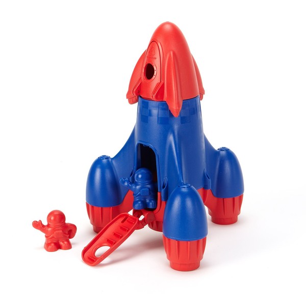 Green Toys Rocket, Red/Blue - 4 Piece Pretend Play, Motor Skills, Kids Toy Vehicle Playset. No BPA, phthalates, PVC. Dishwasher Safe, Recycled Plastic, Made in USA.