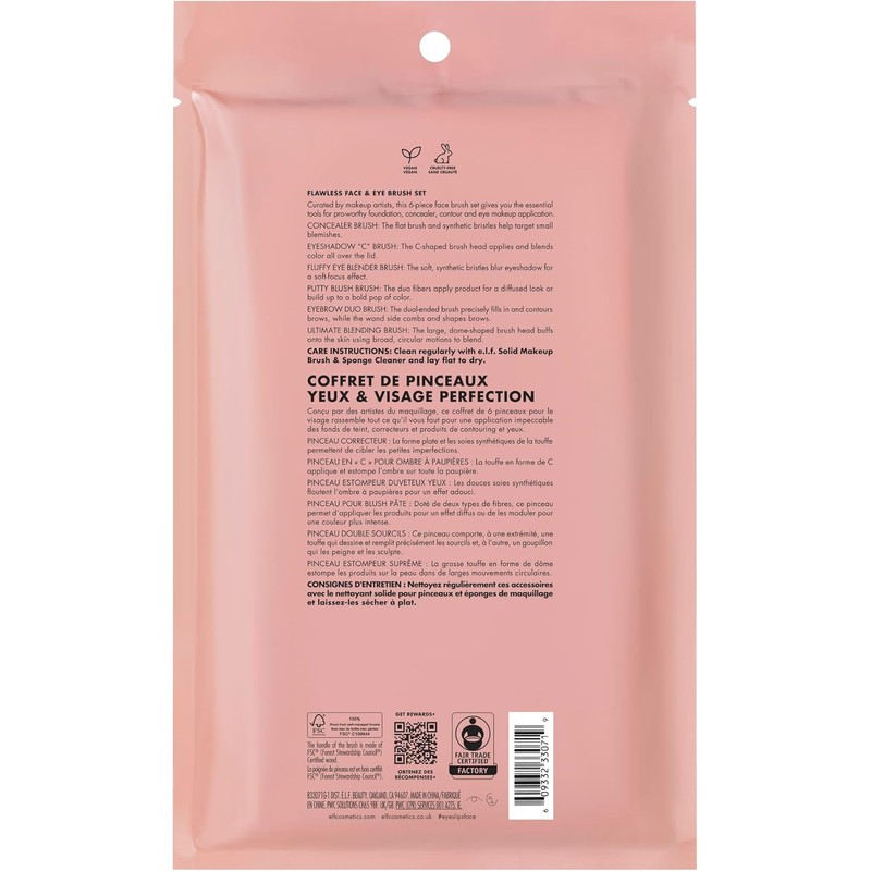 E.L.F. Kit facial impecable, colección de brochas de 6 piezas