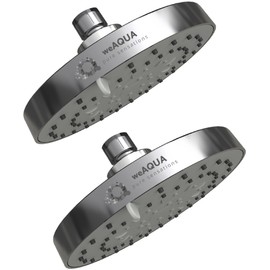 WEAQUA High Pressure Shower Head 2 PACK - 5 Spray Modes, 72 Nozzles, Modern Chrome Design, Easy 1-Min Install – Fixed Replacement Shower Head for Bathroom (STD-SHWR-HD02)
