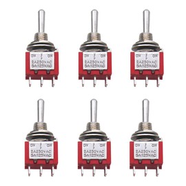 mxuteuk 6pcs Mini Miniature Momentary Toggle Switch (ON)/OFF/(ON) 6 Terminal 3 Position DPDT for Car Dash Dashboard 5A 125V 2A 250V,MTS-223